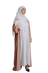 QATAR ROSE ABAYA with WHITE INNER DRESS | BELA FAZANI