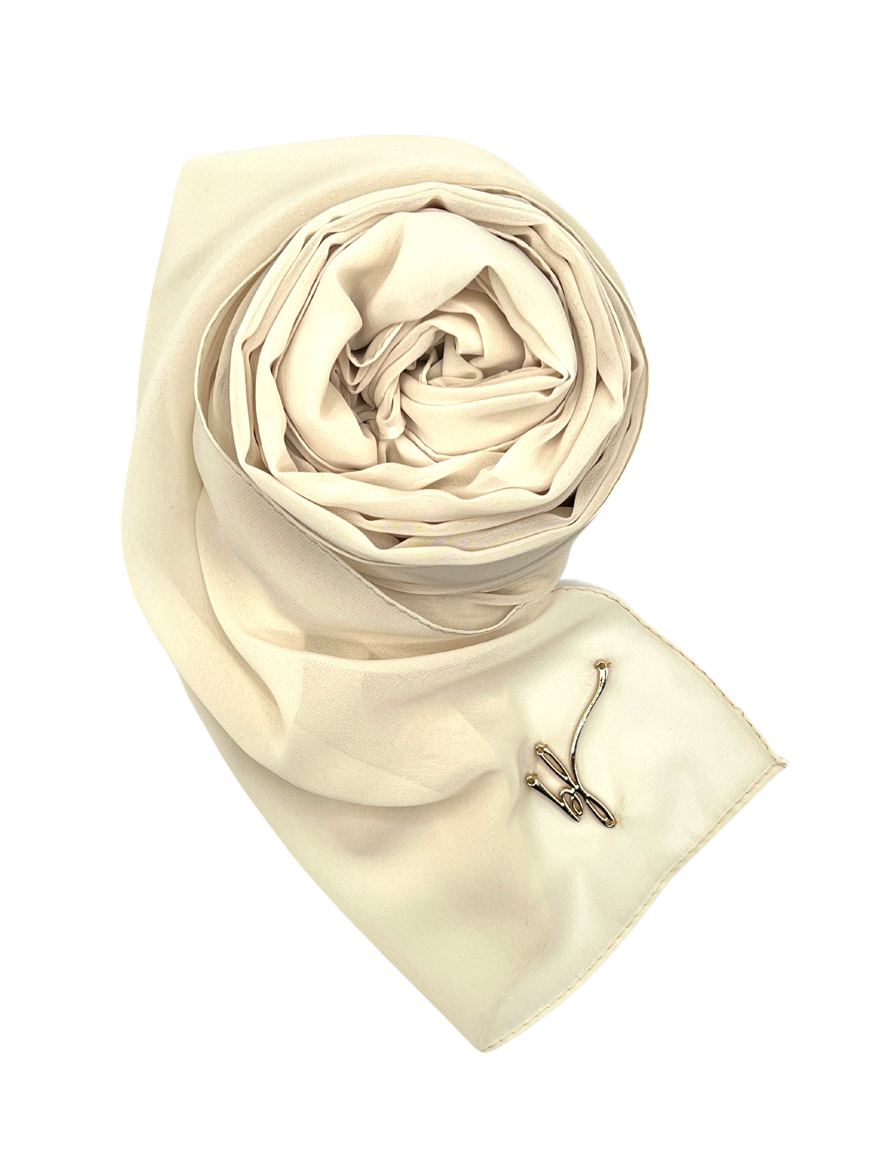 OFF WHITE LUXURY CHIFFON MOUSSELINE HIJAB | BELA FAZANI