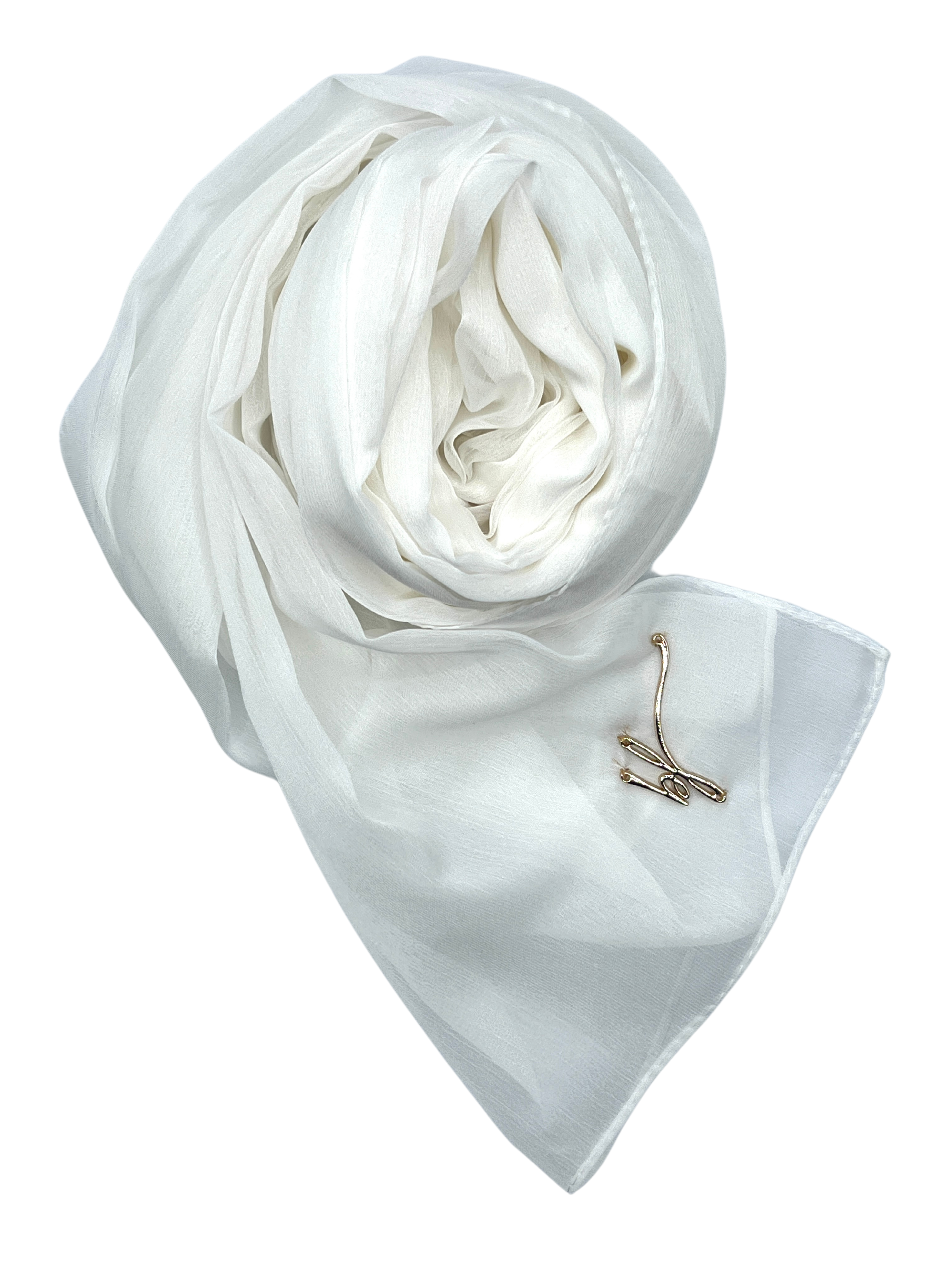 WHITE LUXURY SHINY MOUSSELINE CHIFFON HIJAB | BELA FAZANI