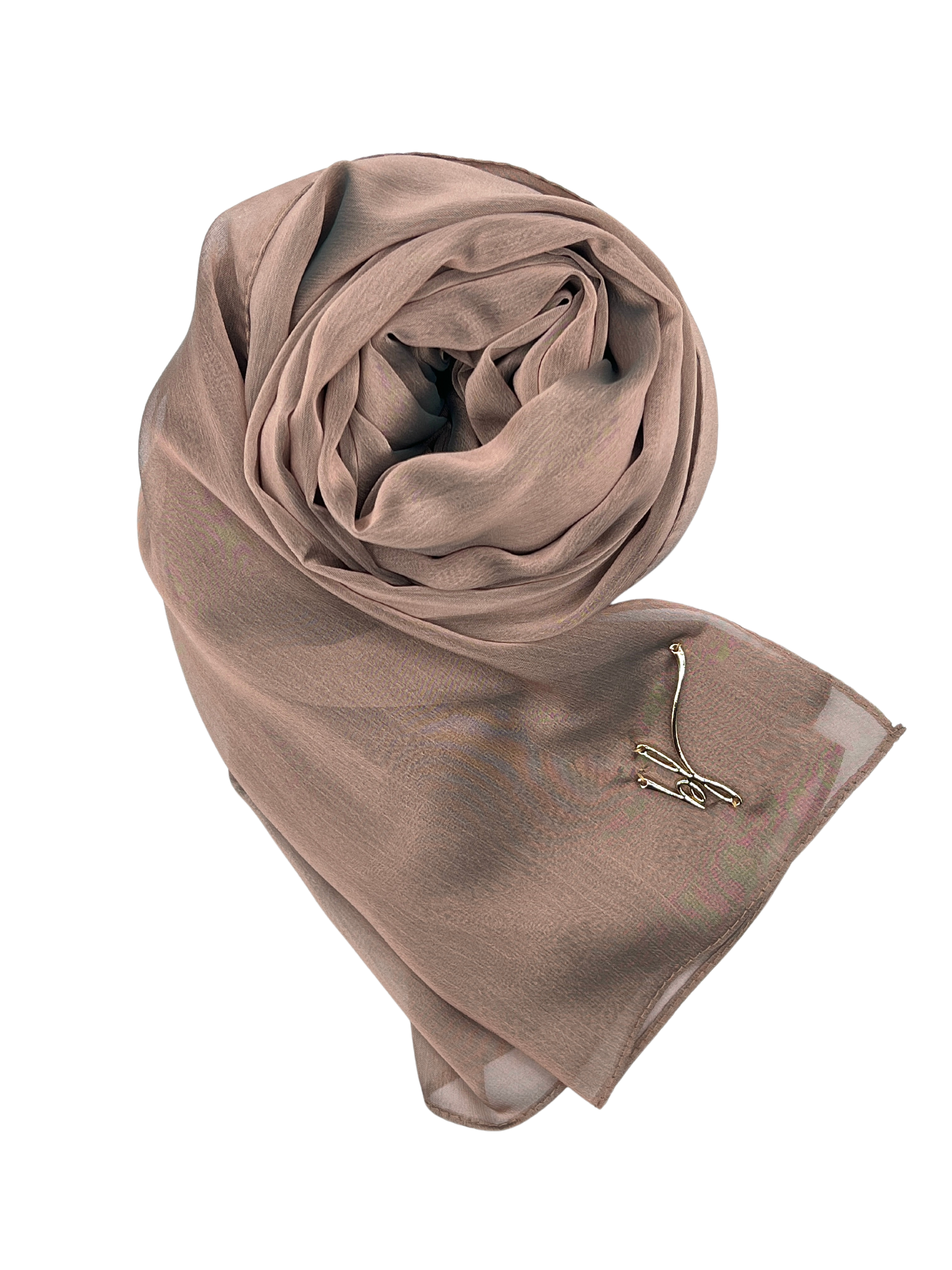 HIJAB EN MOUSSELINE BRILLANT COULEUR BRONZE | BELA FAZANI