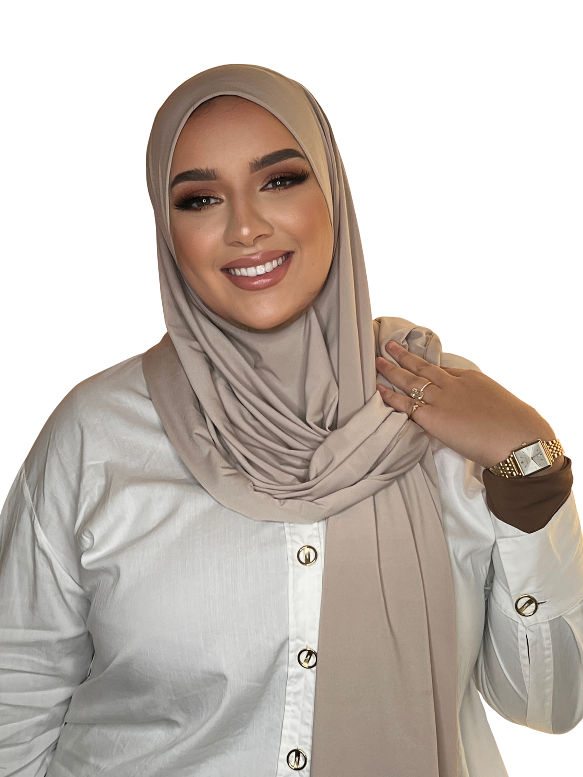 HIJAB EN LYCRA BEIGE LATTÉ | BELA FAZANI