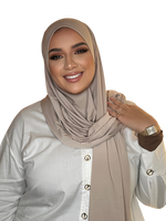 Charger l&#39;image dans la galerie, HIJAB EN LYCRA BEIGE LATTÉ | BELA FAZANI
