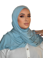 Load image into Gallery viewer, SKY BLUE LUXURY LYCRA HIJAB | BELA FAZANI
